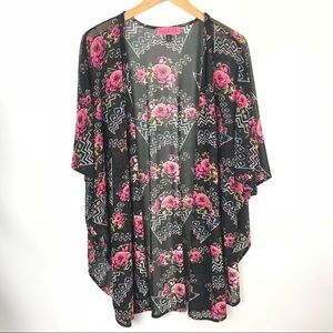 Sugar high kimono Black pink  🌷Roses Prints   XL